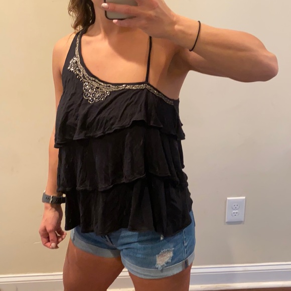 Free People Ruffled One Shoulder Tank Top Size M - Picture 5 of 12